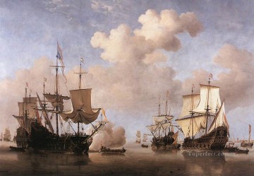 Willem van de Velde the Younger Painting - Calm Dutch Ships Coming To Anchor marine Willem van de Velde the Younger